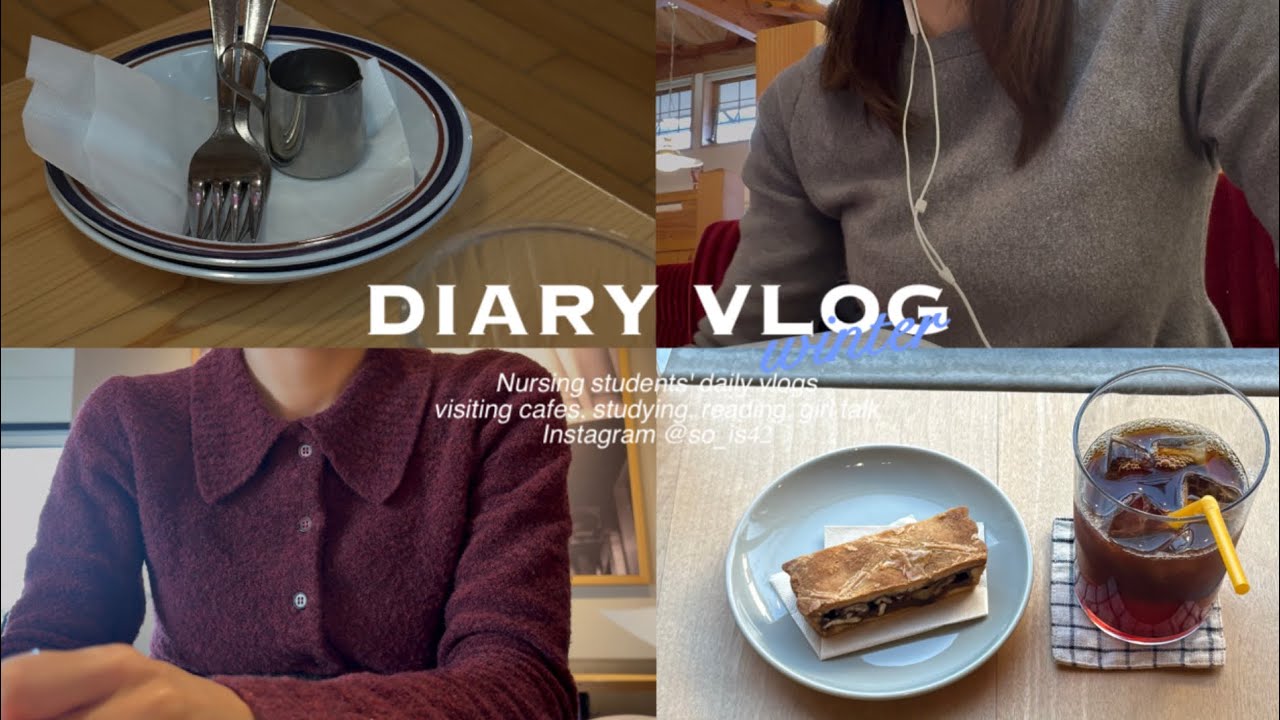 vlog ) 看護学生の日常:カフェ巡り，朝活，スタバ，勉強