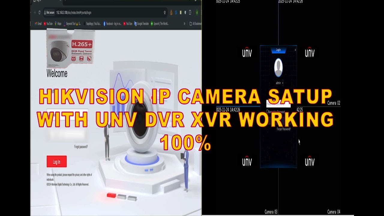 HIKVISION IP CAMERA SETUP WITH UNV DVR XVR WORKING 100%