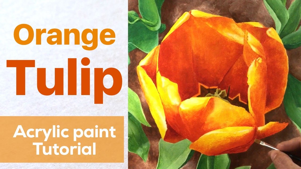 How to paint a Tulip in Acrylic //  Tulip painting tutorial on canvas with NOVA Acrylic paint