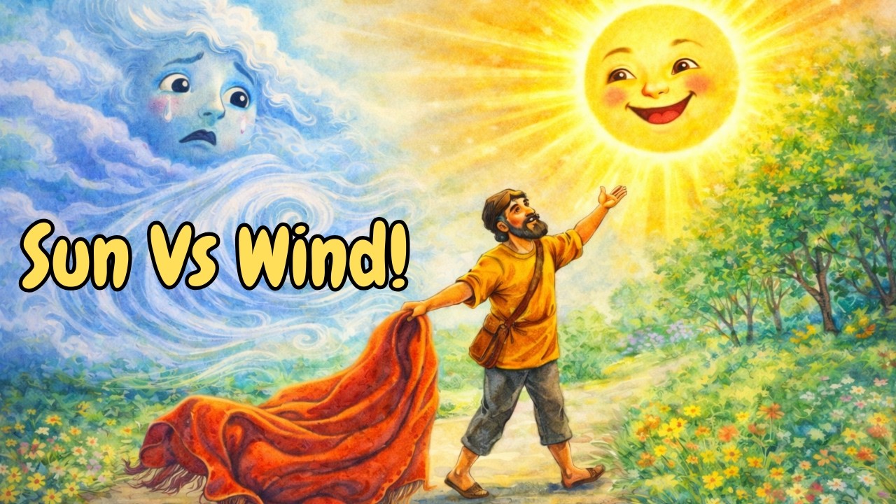 The Wind and the Sun 🌬️☀️ | Moral Story | Level-1 for Beginners | Easy English | Talk Through Tales