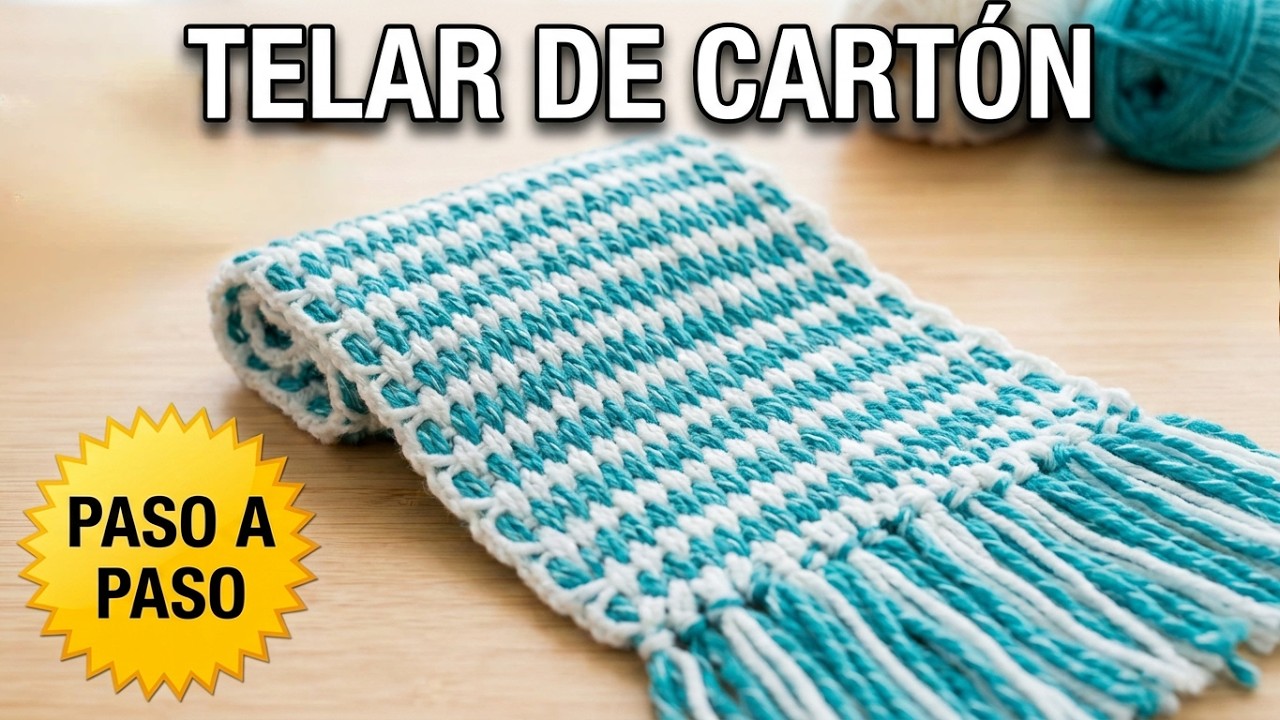 BUFANDA 2 COLORES CON TELAR DE CARTON - Crea tu Propio Telar y Teje una BUFANDA BICOLOR