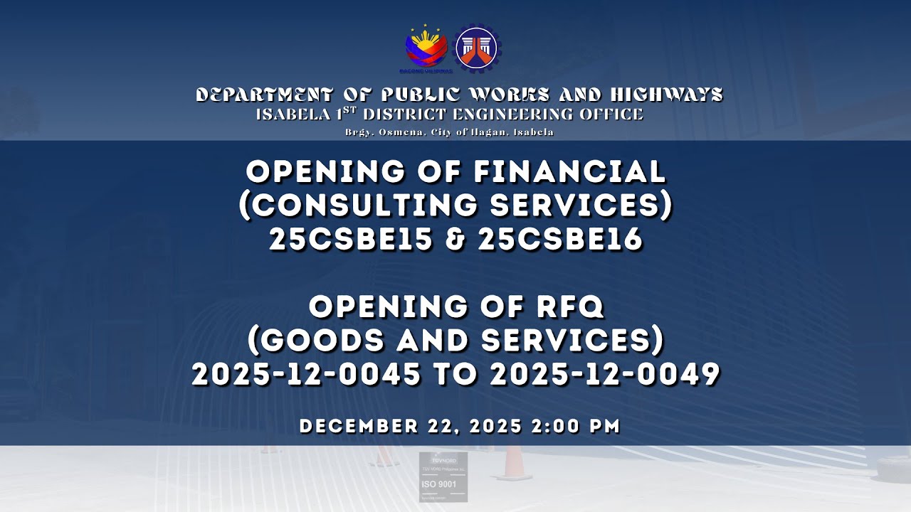 Procurement Livestream for DPWH Isabela 1st District Engineering Office on DECEMBER 22, 2025
