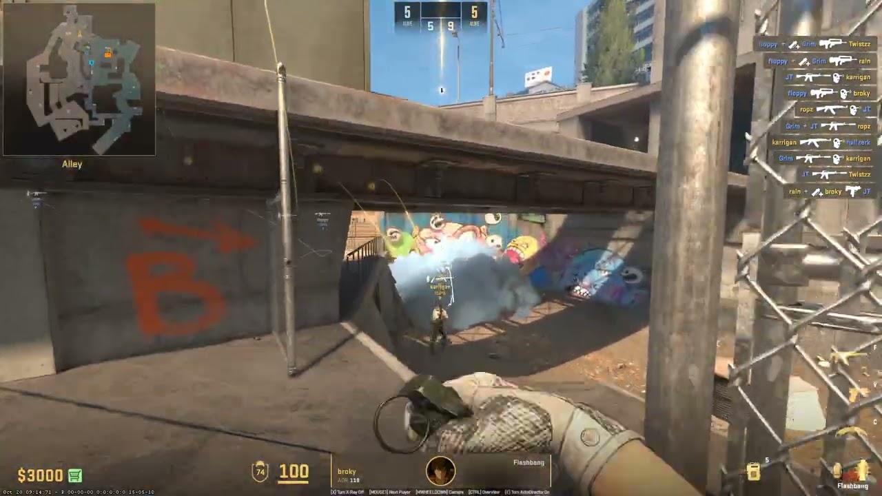 CS2 Overpass - Monster Entry Flash