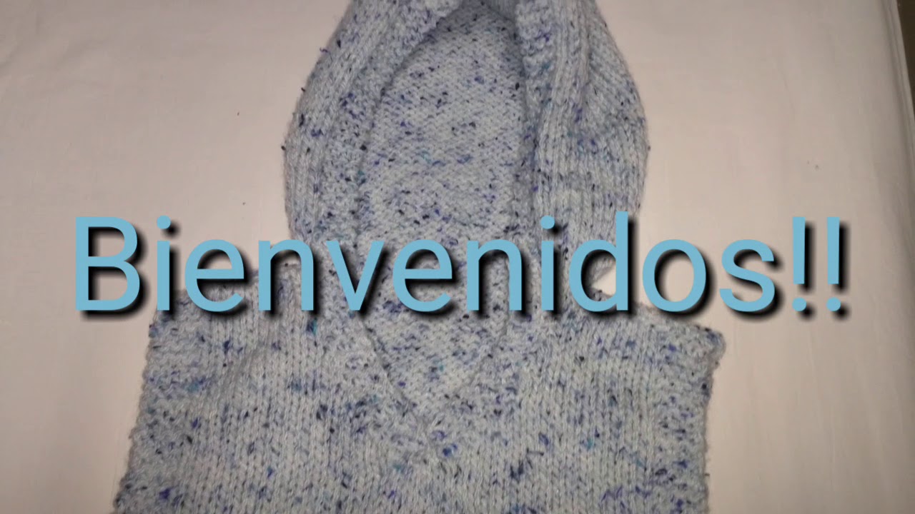 Chaleco con capucha en dos agujas para cualquier talla