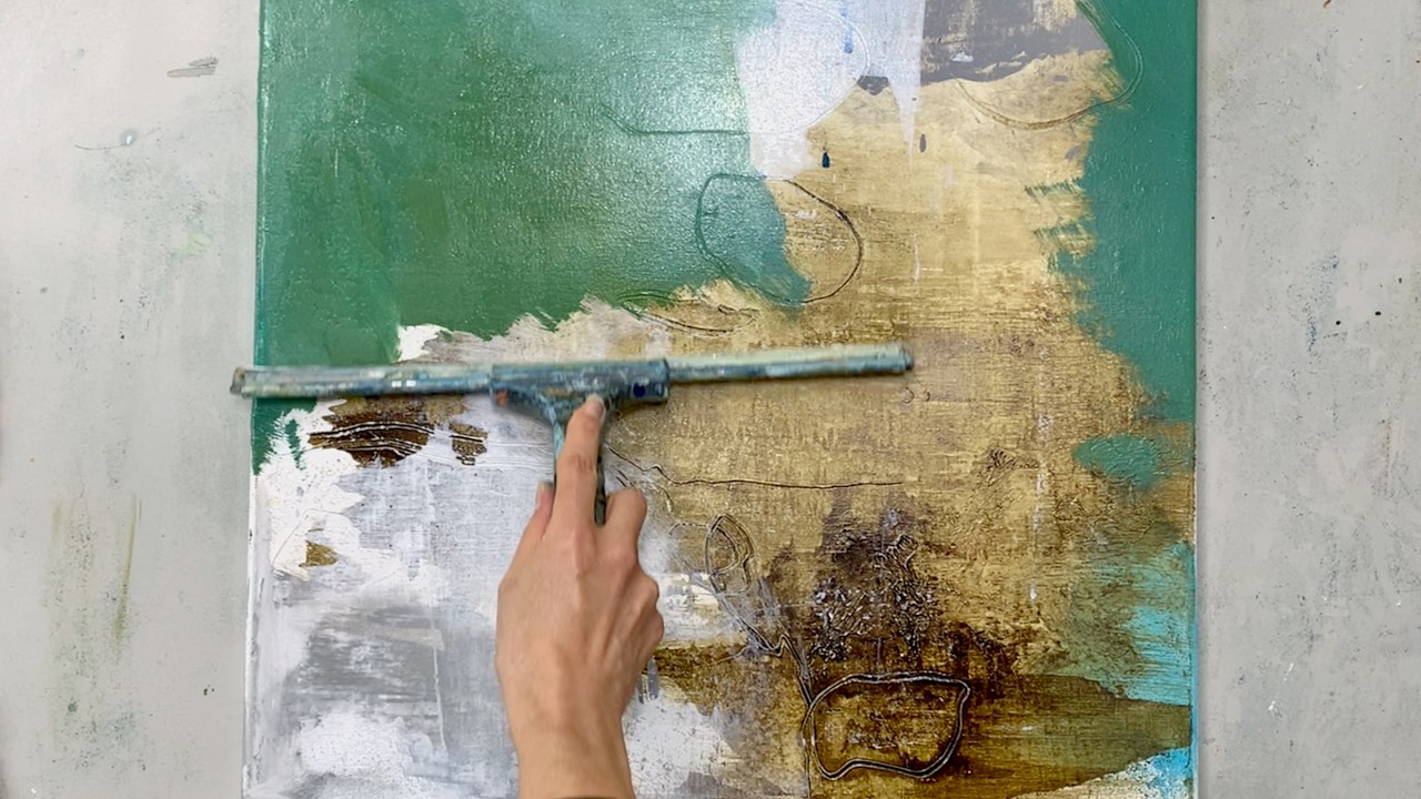 Neuer Struktur-Trick mit Fensterwischer – so einfach entsteht Tiefe in Acryl (Anfänger)