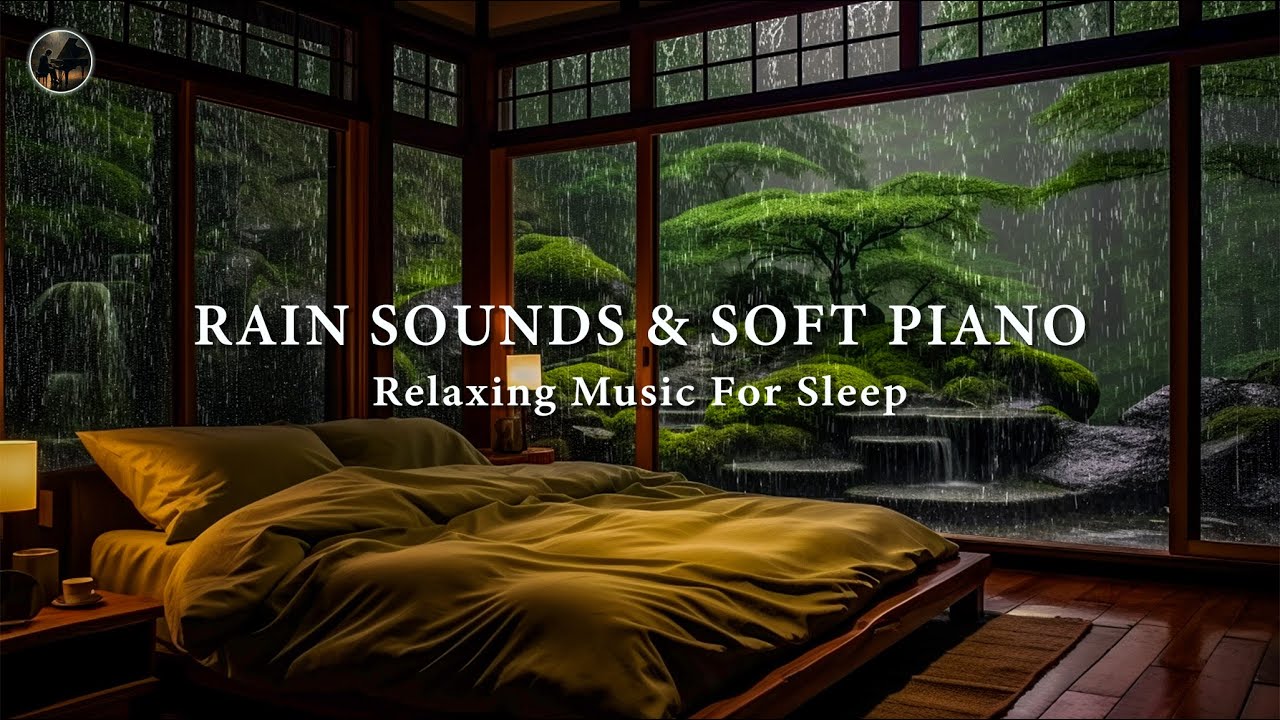 3 Hours Relaxing Sleep Music with Raindrops Outside the Warm Bedroom 🎶 Deep Sleeping, Meditation