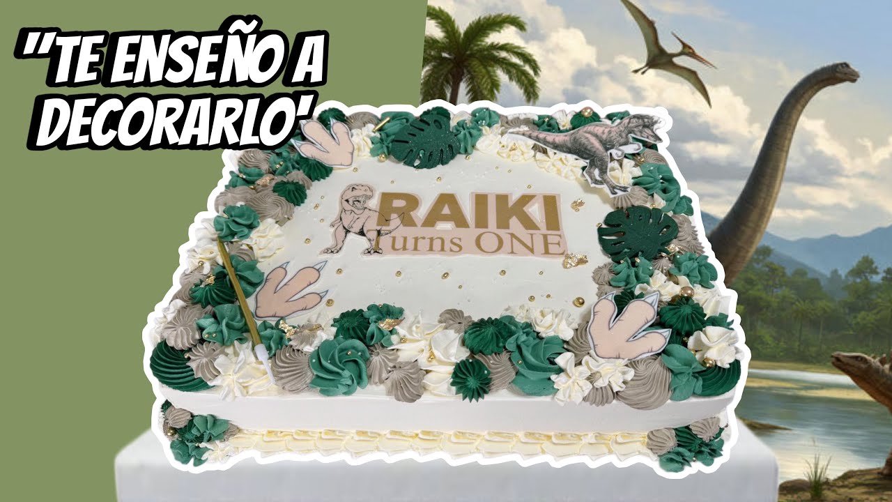 PASTEL DINOSAURIO 🦖(ELEGANTE) te enseño a decorar! #cakedesign #cakedecorating #cake #viral 