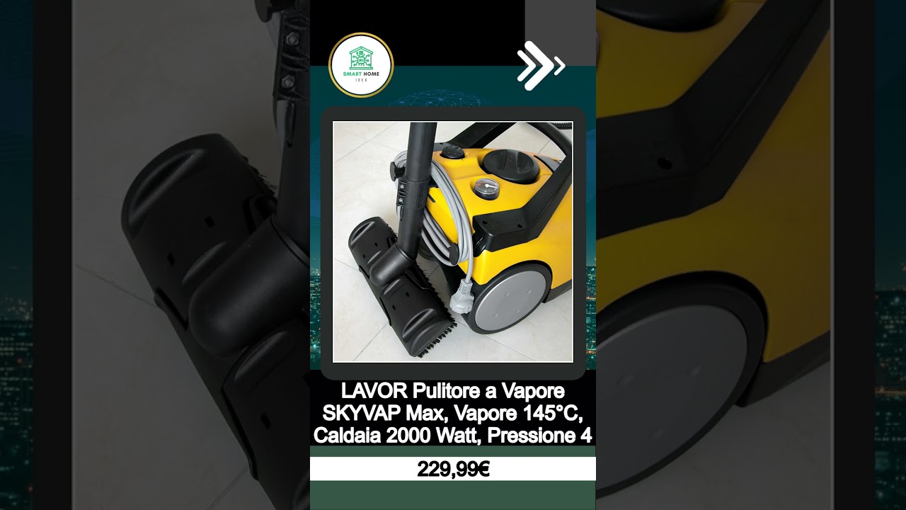 LAVOR Pulitore a Vapore SKYVAP Max, Vapore 145&deg;C, Caldaia 2000 Watt, Pressione 4 bar, Caldaia 2.4