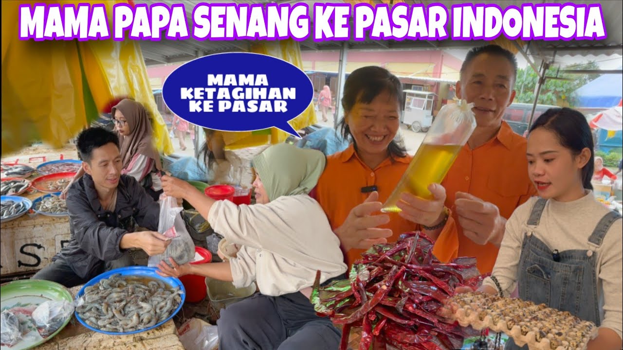 MAMA PAPA PERTAMA KALI KE PASAR INDONESIA, MINYAK GORENG BUNGKUS DIKIRA MADU HEHEHE