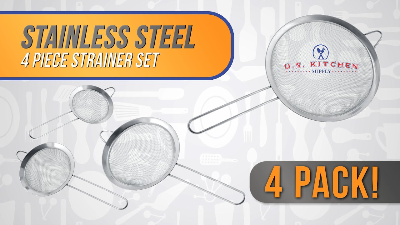 U.S. Kitchen Supply - Stainless Steel  Fine Mesh  Strainer Set - Pack of 4
