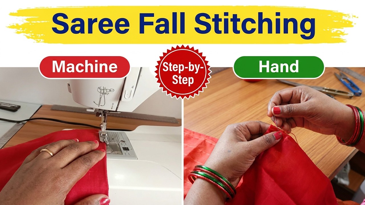 Saree Me Fall Kaise Lagaye Machine Aur Hath Se | Step by Step | Fall Stitching by Machine & Hand