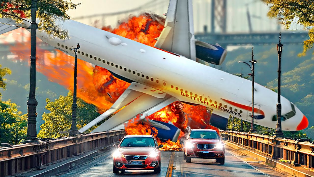 AIRBUS A320 Сrash Landing on Bridge after Plane Explosion | GTA 5