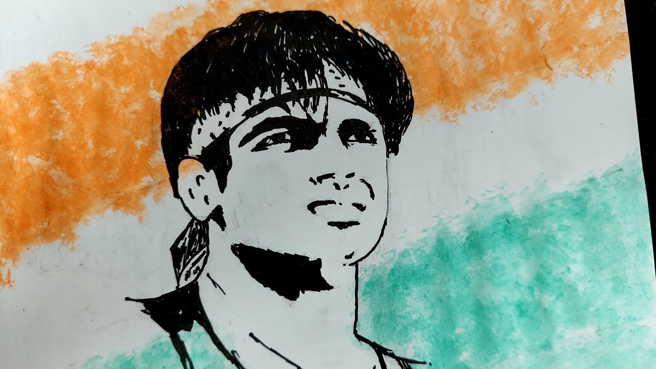 Painting Neeraj Chopra // Stencil // Indian Olympic Gold Medal Winner
