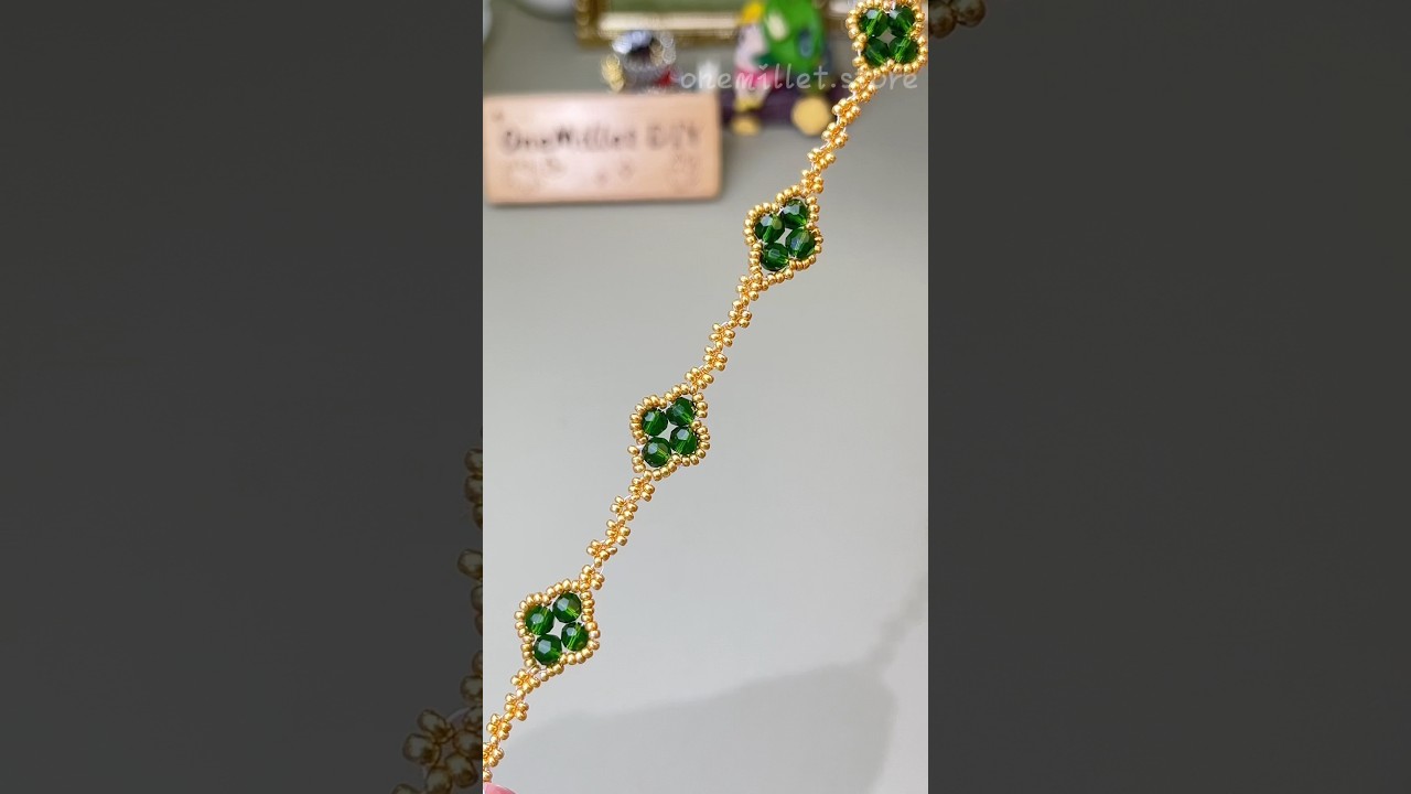How to make a clover bracelet 🍀 #design #jewelry #tutorial #bracelet#stonebeads #handmade #beads