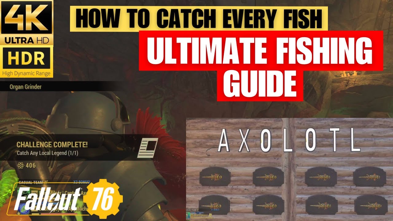 The ULTIMATE Fallout Fishing Guide - Local Legends - Axolotl - Glowing Fish - Fallout 76