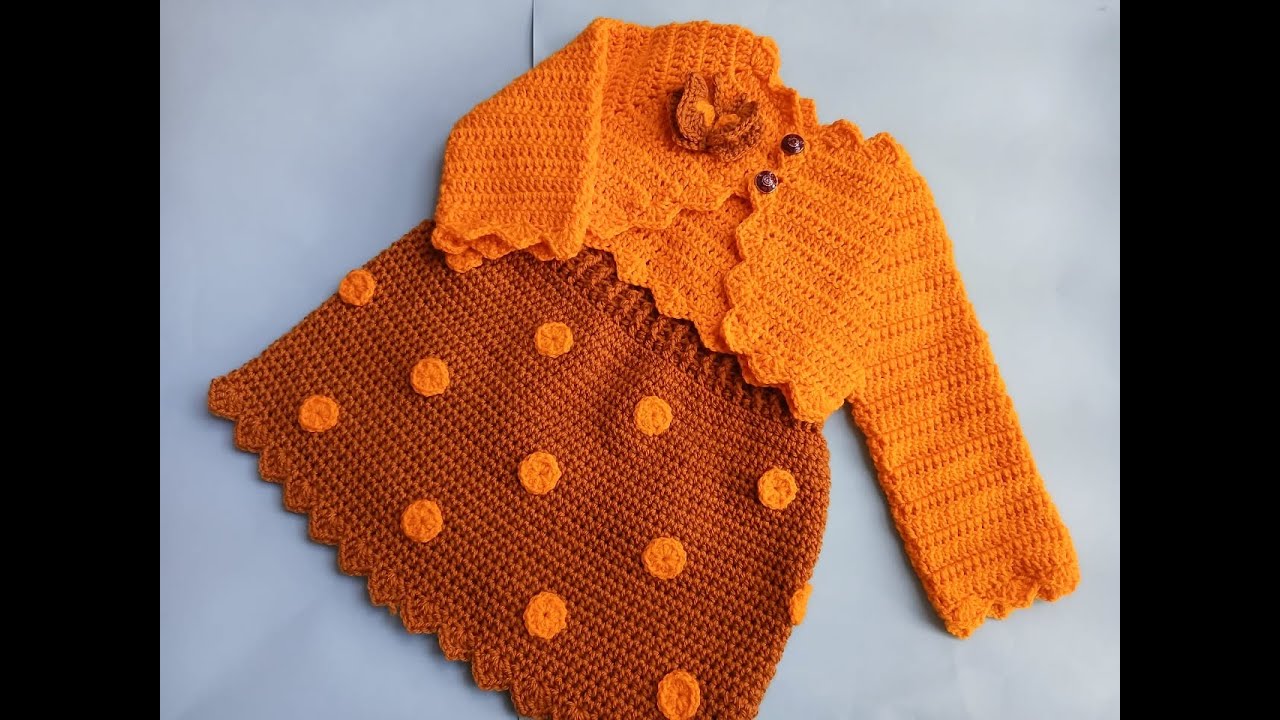 crochet baby bolero jacket include sizes & baby frock polka dots step by step video tutorial