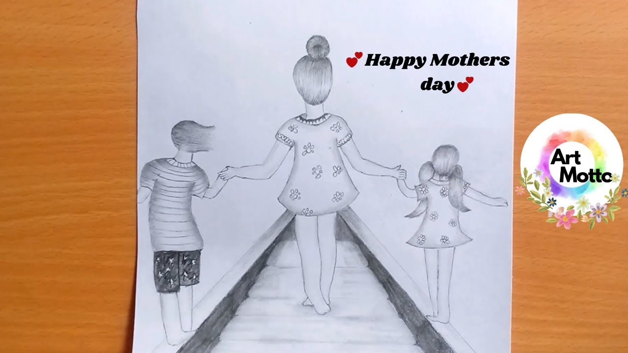 mothers day sketch drawing | mothers drawing | Art Motto