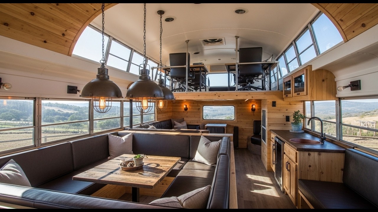 Transforming a Vintage School Bus into a Multi Level Luxury Creative Studio