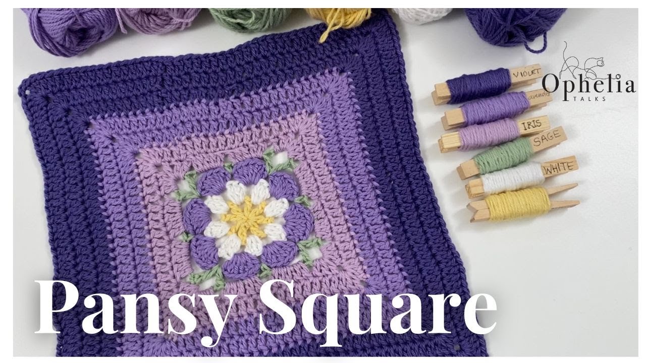 Crochet This Cute Granny Square // Pansy Square // Square Make And Create Series