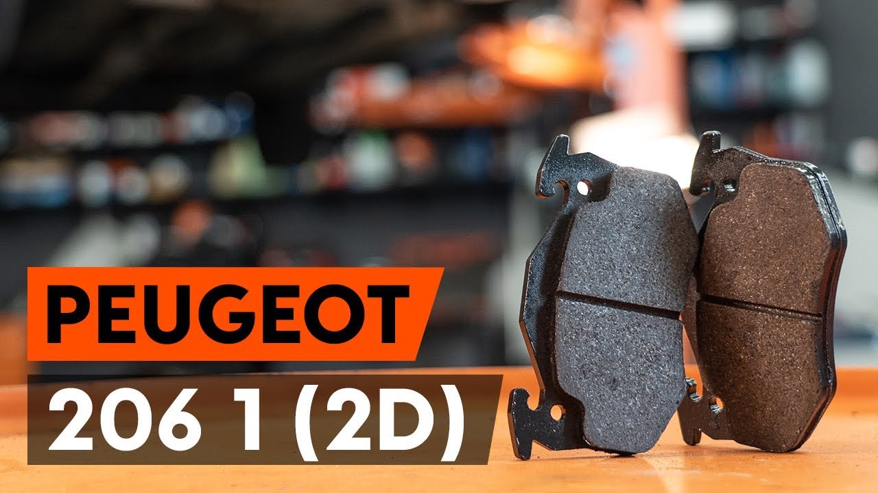 How to change rear brake pads / rear brake pad set on PEUGEOT 206 1 (2D) [TUTORIAL AUTODOC]