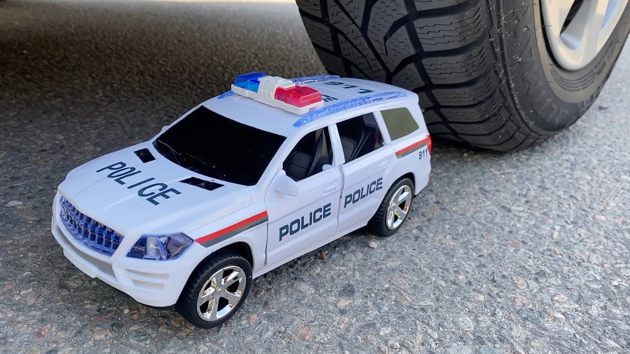 Crushing Crunchy & Soft Things by Car! Experiment Car vs Police Car Toy