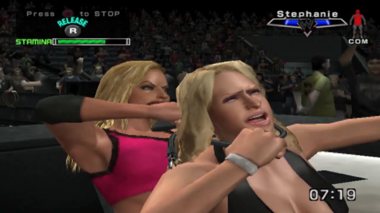 Trish Stratus vs. Stephanie McMahon in a Street Fight Match at WrestleMania 22 in WWE SVR 2007