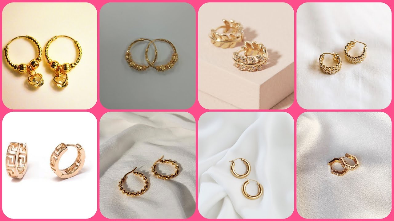 Beautiful Small Size Gold Hoop Earrings For Teenagers / New And Trendy Earrings Designs