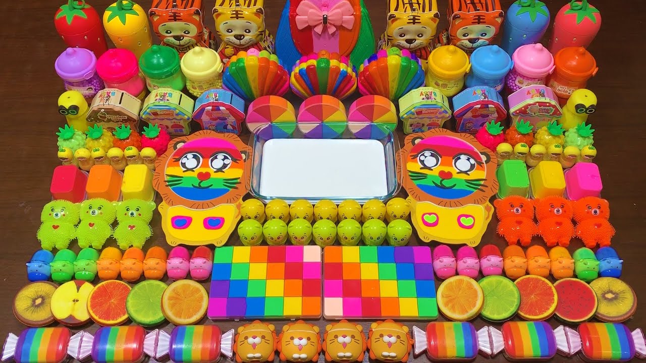RAINBOW SATISFYING WITH CLAY MAKEUP AND FOAM! Mixing Random Things Into GLOSSY Slime #944