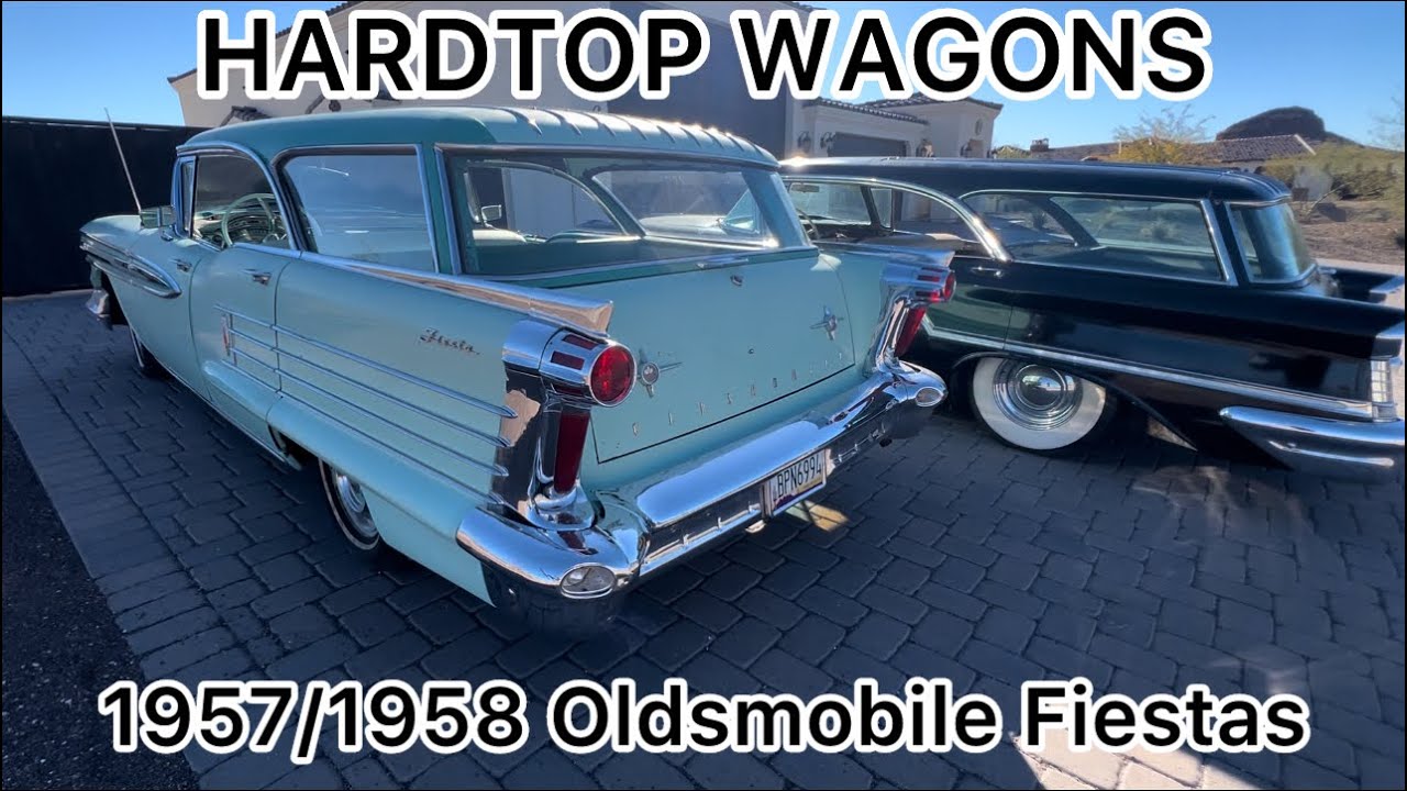 1957 and 1958 Oldsmobile Fiesta Hardtop Wagons startup J2 371 Tripower