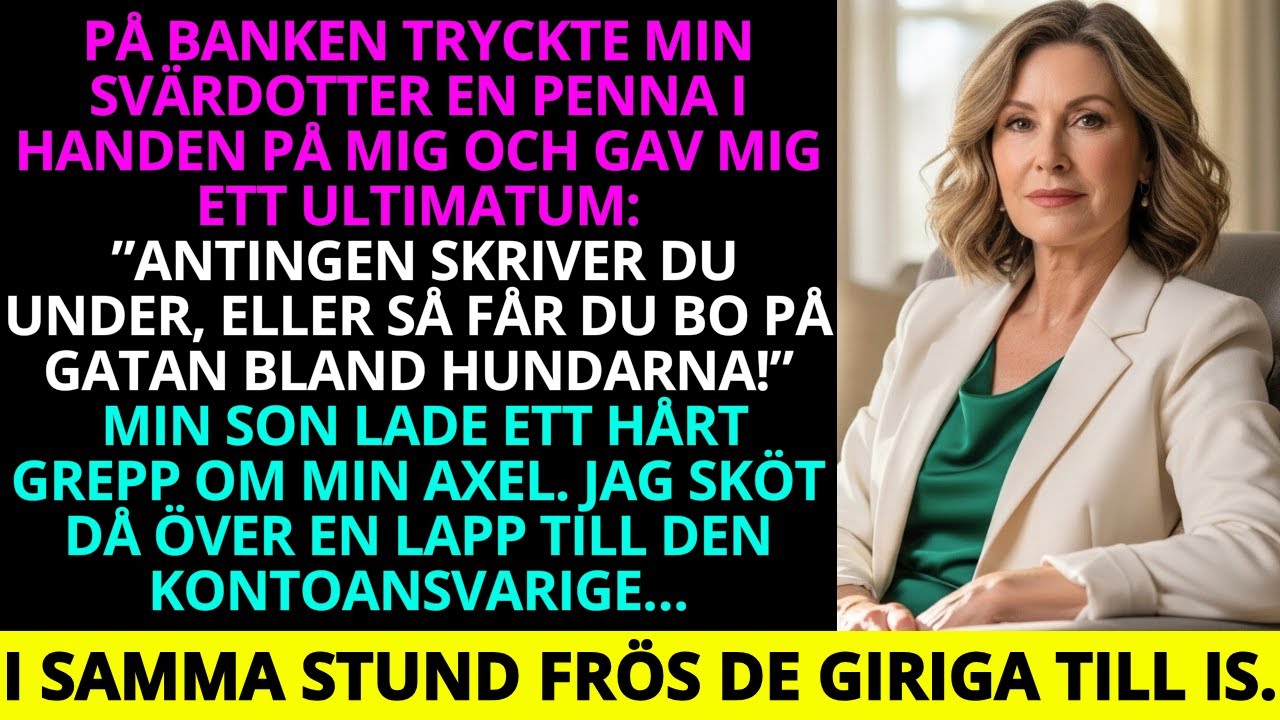 På banken tryckte min svärdotter en penna i handen på mig och gav mig ett ultimatum: ”Antingen …”