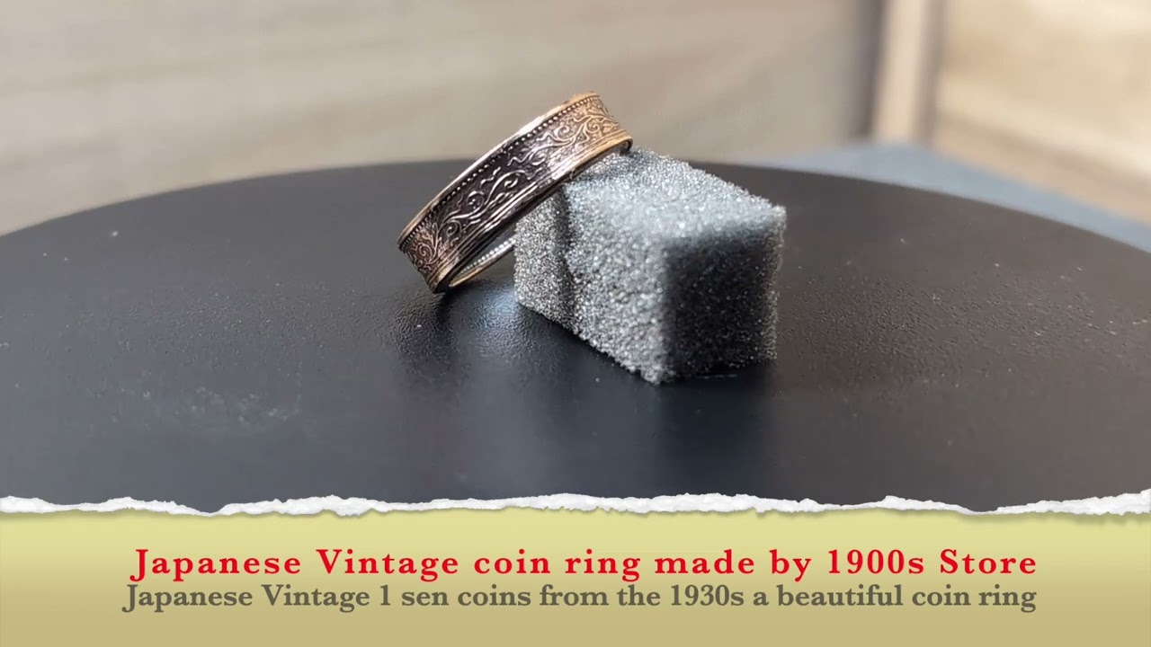 Japanese Antique 1 sen coins from the late 20s to 30s coin ring