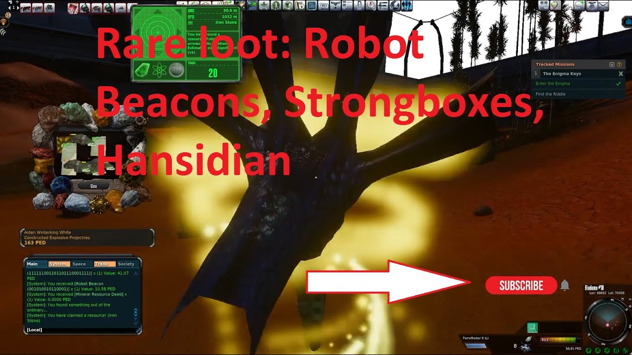 Entropia Universe - F.O.M.A. Asteroid very rare loot - Robot Beacons stronboxes and Hansidian