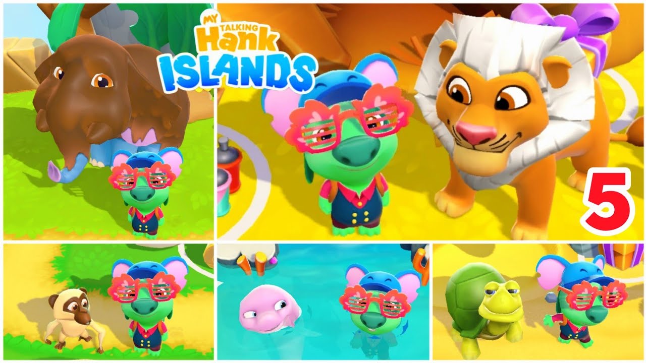 Talking Hank loves animals! My Talking Hank Islands New Version Gameplay Walkthrough - Part 5
