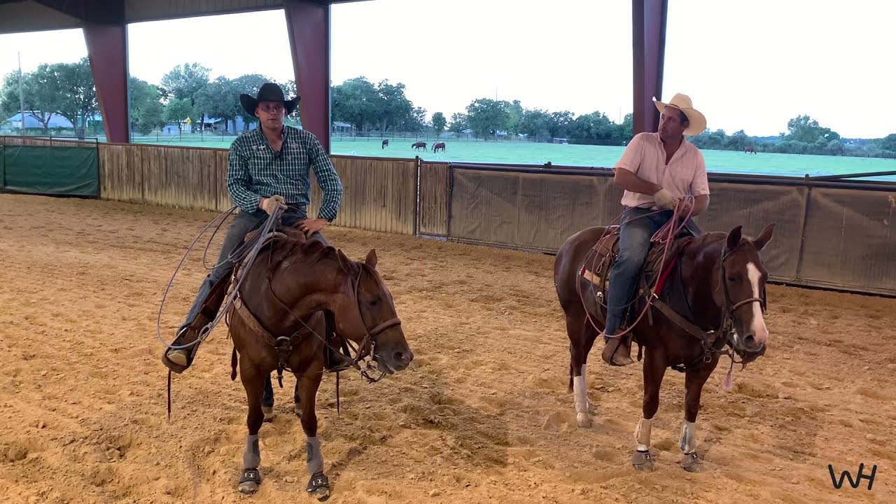 Jordan Allyn and JD Wing prepping for the Rope Horse Futurity