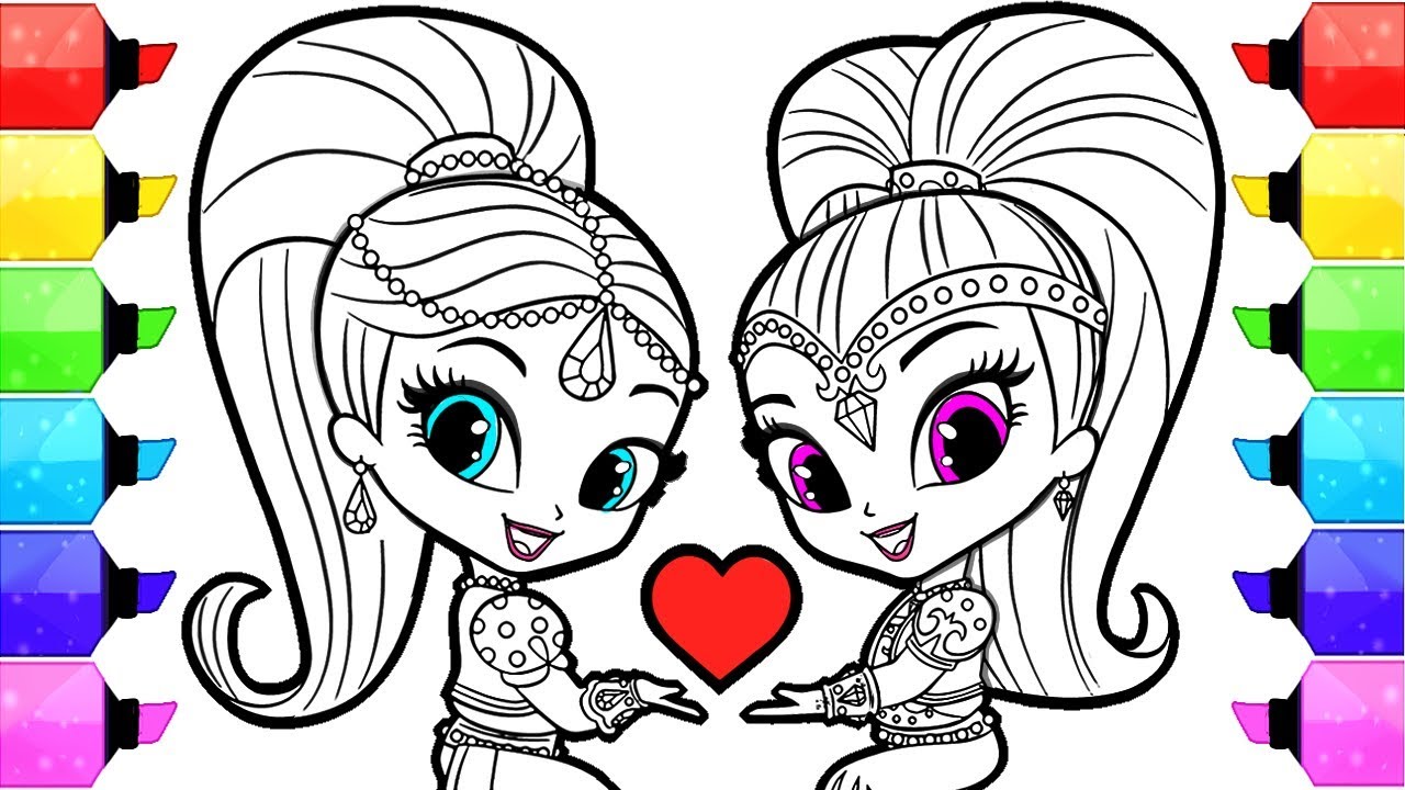 Shimmer and Shine Coloring Pages | How to Draw and Color Shimmer and Shine Coloring Book Pages