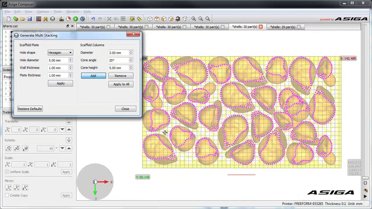 Asiga Composer Multi Stacking on PRO2 - Audiology