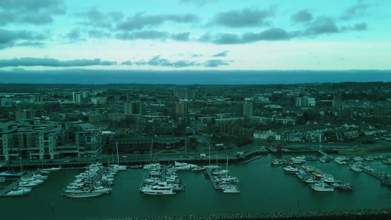 poole city  cenematic shot by dji mini 4pro #southampton #sunset #poole #beach