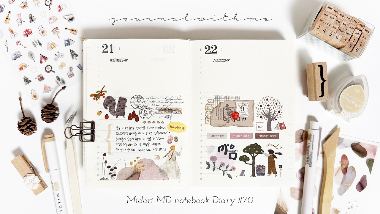 다이어리 꾸미기 | 감성 빈티지 다꾸 | 트래블러스노트 #70 (Journal With Me / Traveler's notebook)