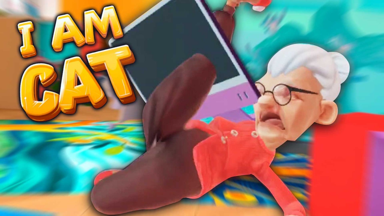 おばあちゃんをパソコンにめり込ませてバグらせる猫 - I Am Cat