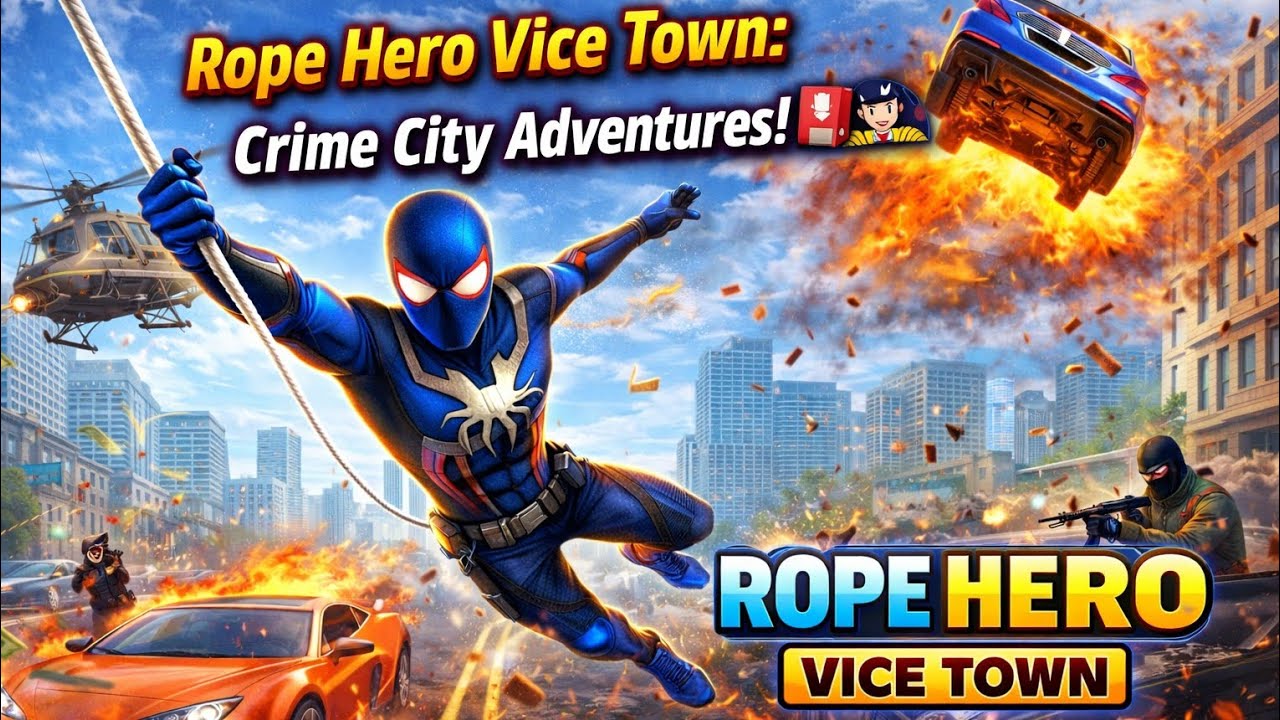 Rope Hero Vice Town Gameplay 🔥 Crime City Mein Full Action Mission!