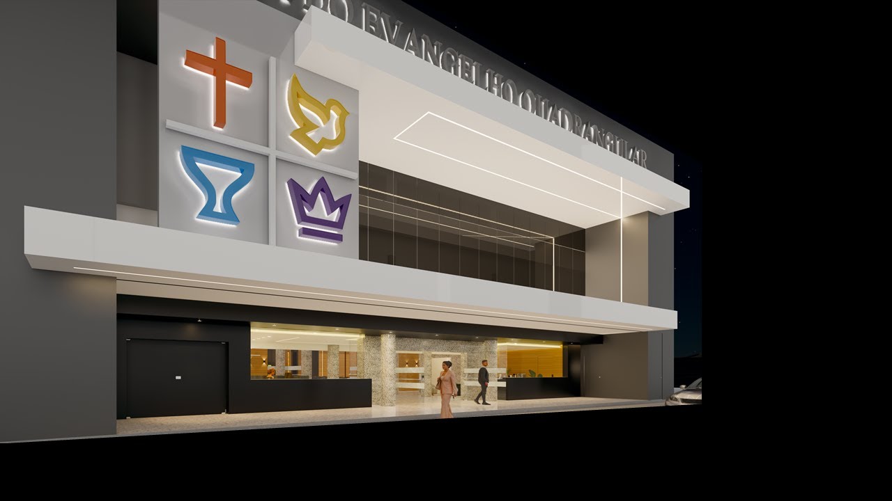 Projeto e Fachada de Igreja Moderna