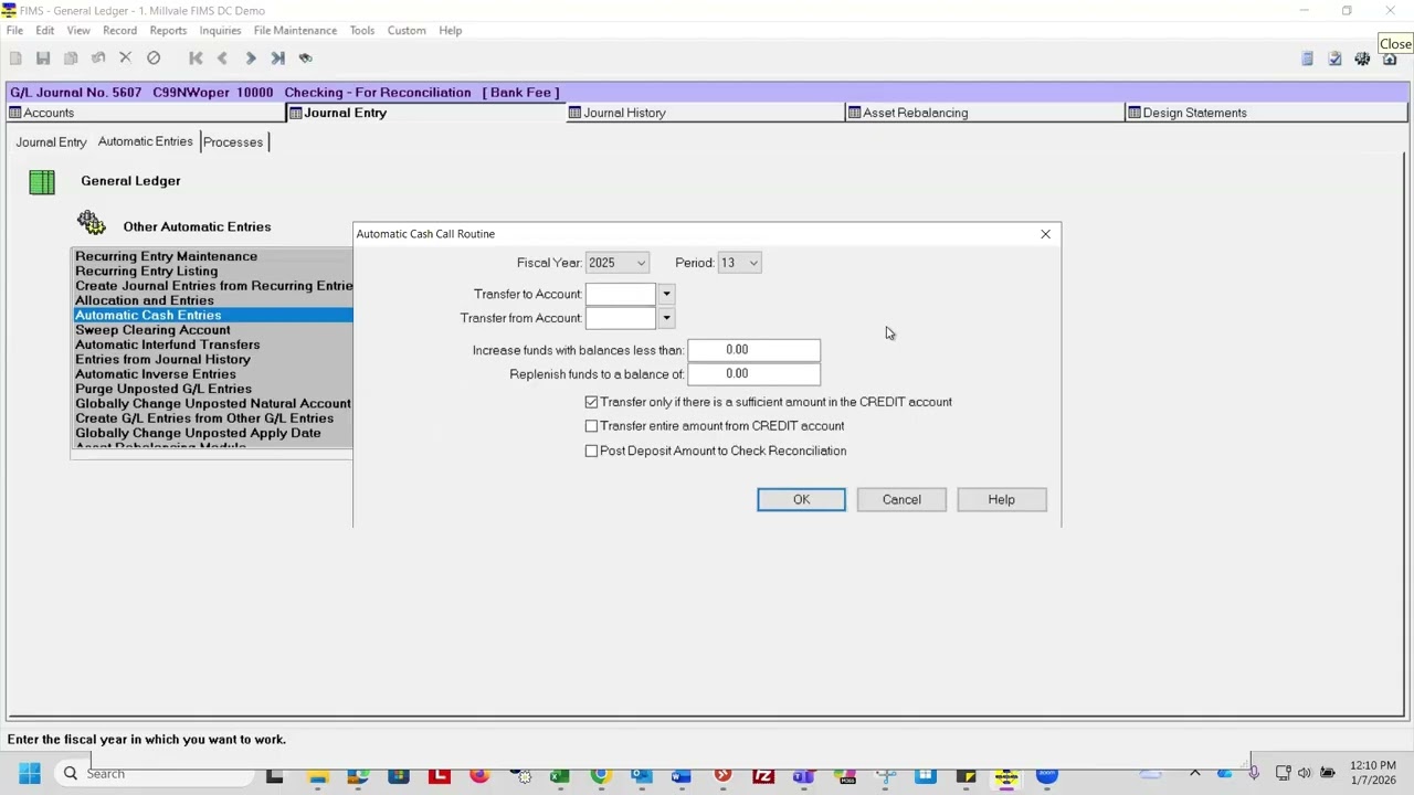 FIMS Let's Talk Solutions - Checking Account Reconciliation