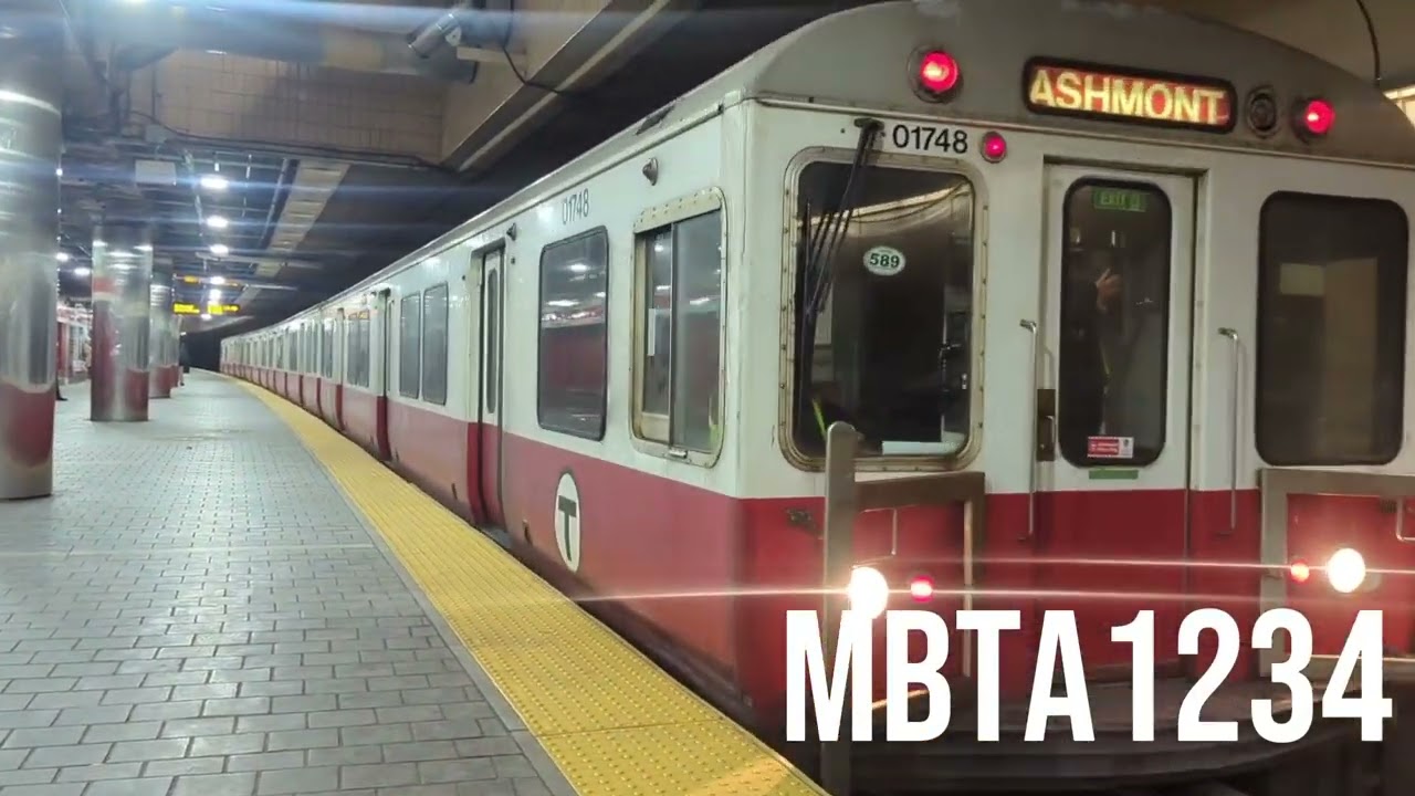!! RARE !! Four car red line train passing through Harvard with a hornshow