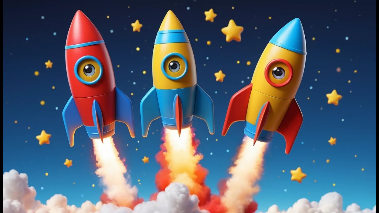 Drie Kleine Speelgoedraketten Gaan Zoom Zoom Zoom | Ruimtevaart Kinderliedjes