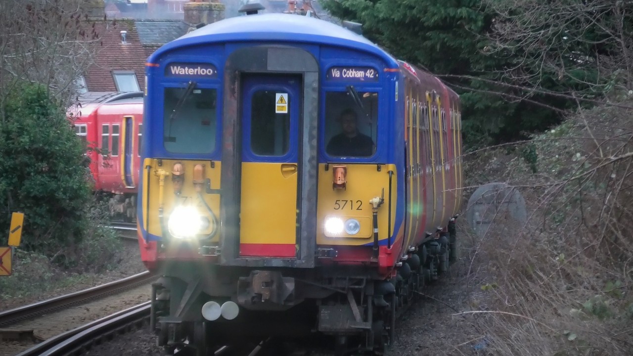 SWR 455712 + 455717 In Service Covering A Class 701 Arrives At London Road Guildford - January 2026