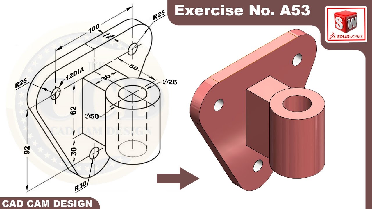 SolidWorks Tutorial for beginners Exercise A53