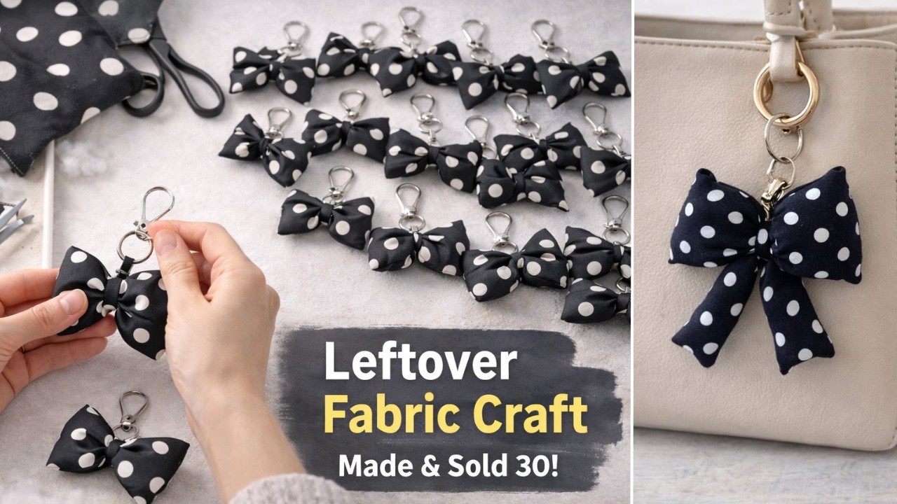 Leftover Fabric Craft 🖤 Made 30 Keychains in One Day & Sold Them All