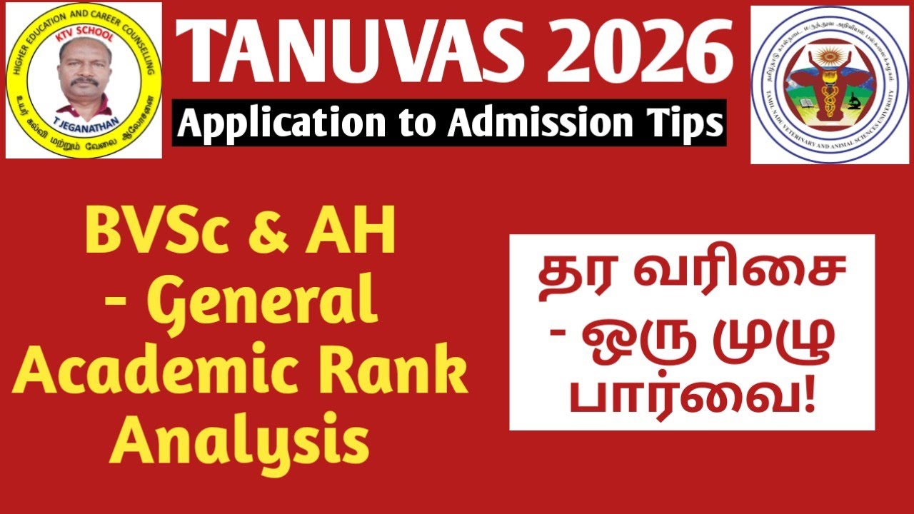 TANUVAS 2026 | BVSc & AH - Community & Cutoff wise Rank Analysis #vci #tanuvas