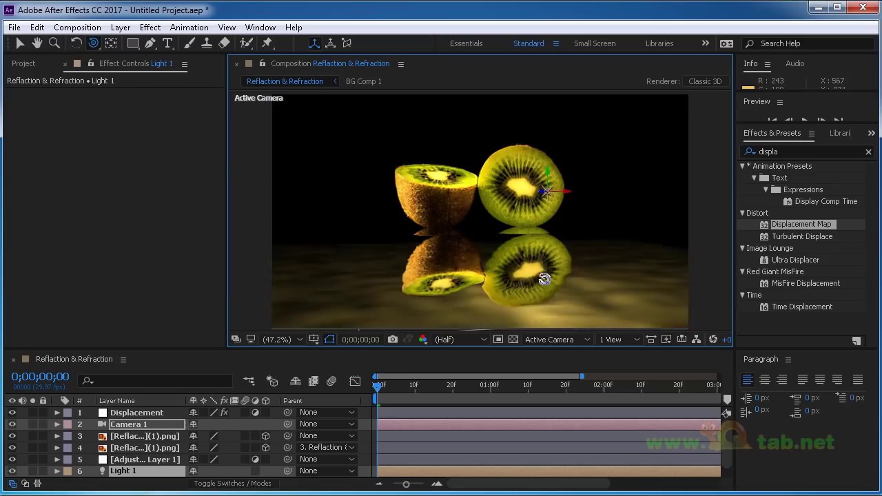After effects tips Reflection Refraction عمل انعكاس وانكسار للملفات داخل افتر افكت