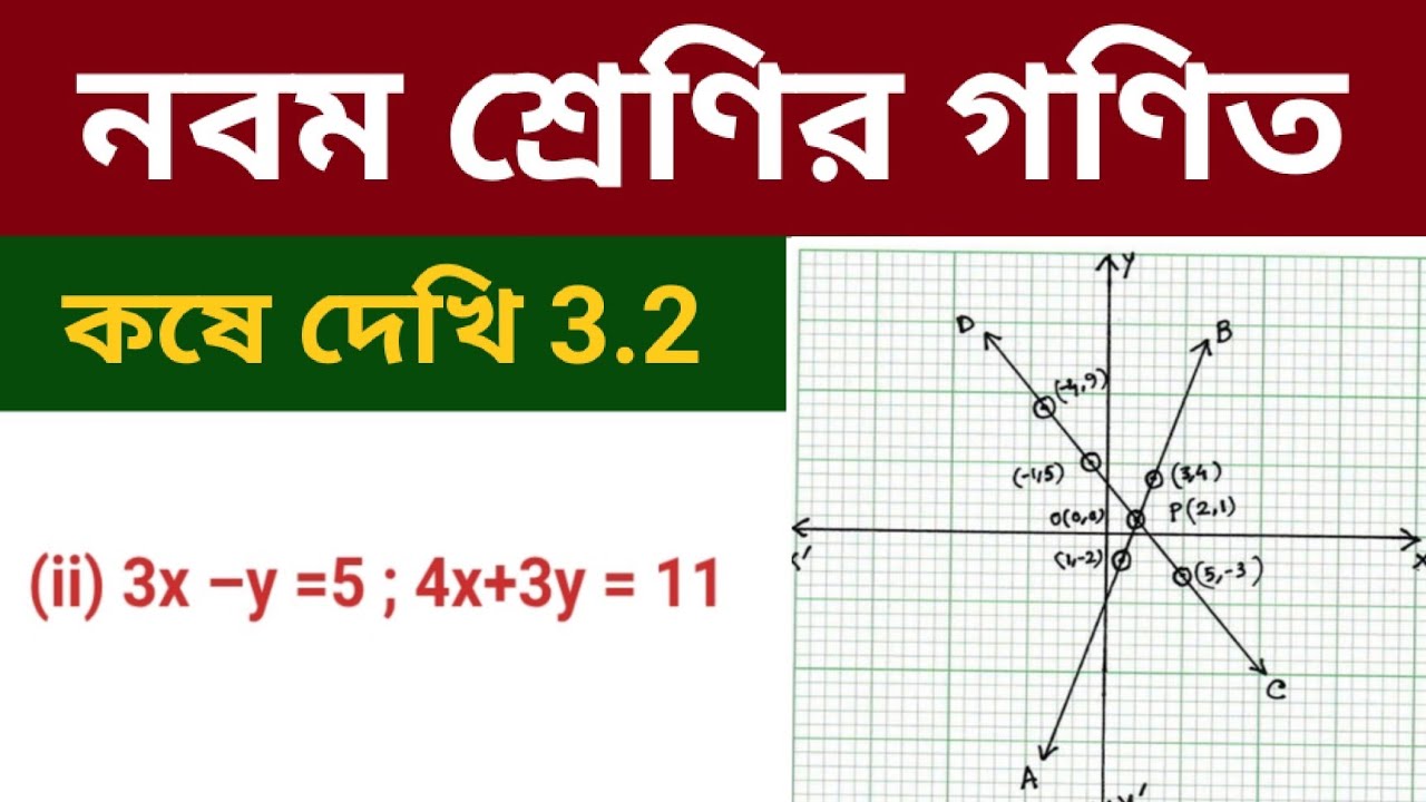 Class 9 : (ii) 3x - y = 5 ; 4x + 3y = 11 ll নবম শ্রেণীর গণিত ll কষে দেখি 3.2 ll প্রশ্ন নং 8(ii)